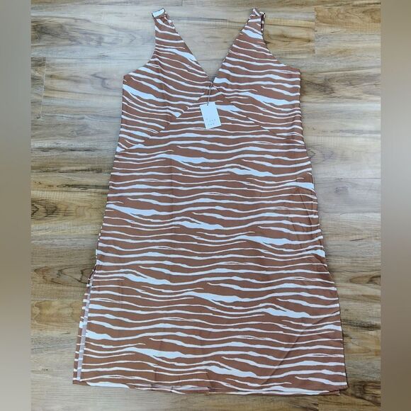 🔹️NWT A New Day Tan & Cream Zebra Print Sleeveless Slip Dress XLarge - Picture 4 of 12